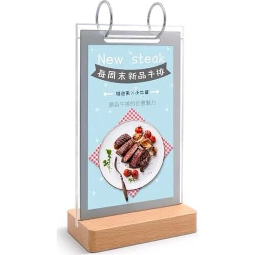 A5 Double Side Acrylic Sign Holder Display Stand Restaurants Table Sign Menu Paper Card Holder Frame