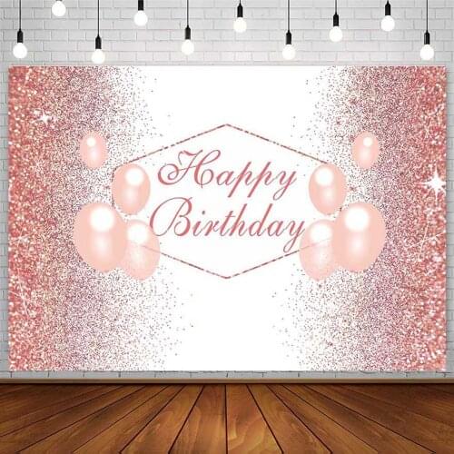 Avezano Happy Birthday Party Photography Backdrop Balloons Glitter Pink Photophone Photo Background Studio Photozone Decor Props