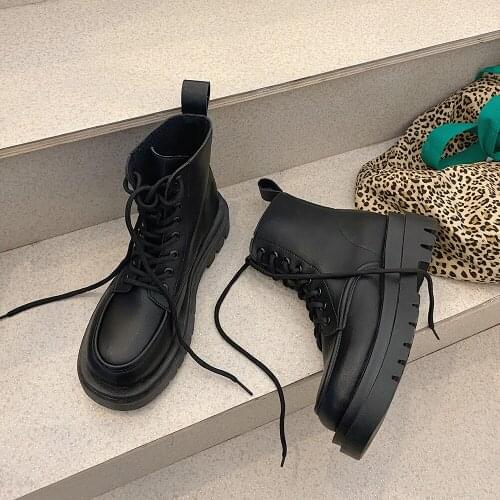 Black Shoes Women Ankle Boots Thick Sole Woman Boots Comfort Platform Martin Boots for Woman Winter Shoes Female Botas De Mujer