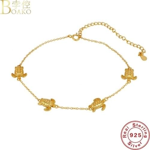 BOAKO 925 Sterling Silver Anklet Bracelet For Woman Foot Accessories Luxury Anklet Bracelets Valentine Day Birthday Tobillera