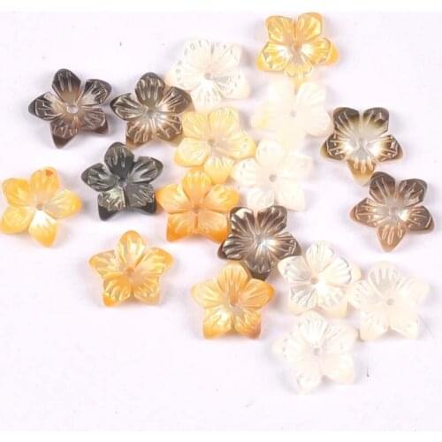 Flower Shape Natural Mother Of Pearl Shell Beads For Jewelry Craft Making Earring Diy Accessories Decorations 5Pcs 9.5mm tr0386