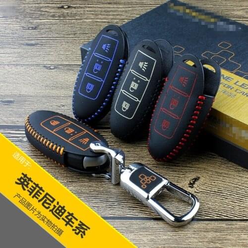 For nissan sylphy qashqai juke tiida note 2015 j11 2017 Genuine Leather remote key case Free shipping