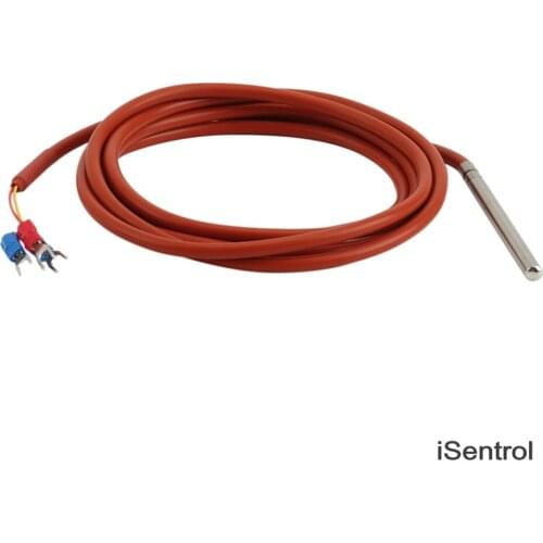 2 Meters PT100 Temperature Sensor 3 Wire Silicone Gel Coated Probe 6mm*80mm Dia.*Length -20-200 Centigrade iSentrol