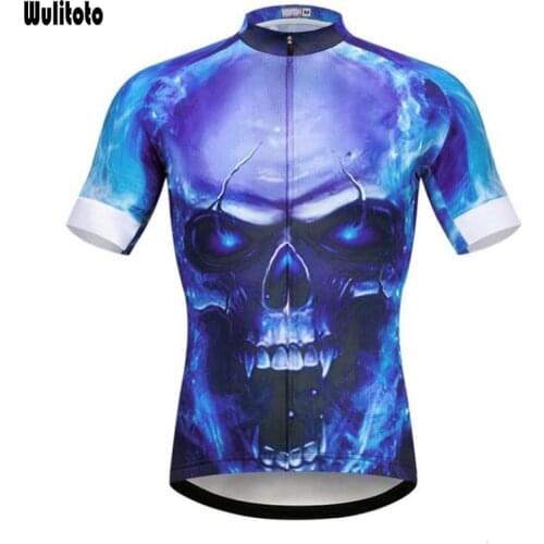 WULITOTO summer skull Short Sleeve Mountain Bike sport Bicycle Quick dry Cycling Jersey For Men
