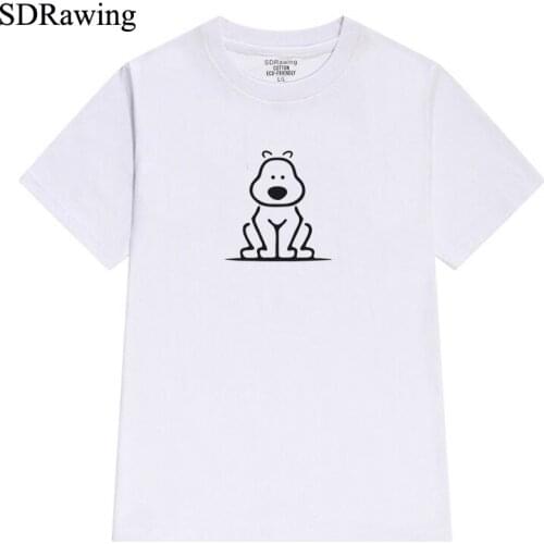 Simple Dog print cotton t shirts for women dog lover Graphic Tees Hipster Tumblr Cozy summer tops drop shipping plus size