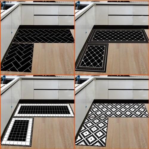 Geometric Kitchen Mat Anti-slip Waterproof Bathroom Carpet Home Entrance Door Mat Rug Floormat Hallway Home Decoration Crafts