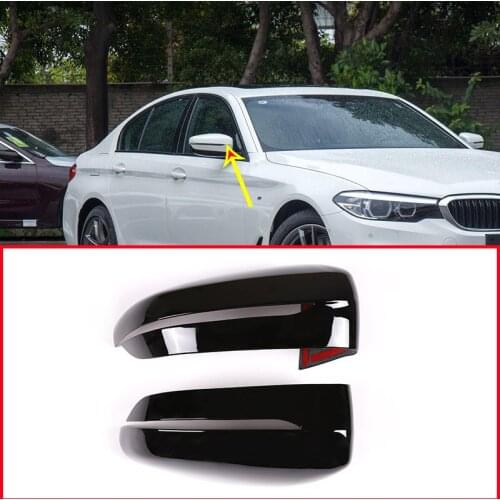 2pcs Glossy Black ABS Rearview Mirror Cap Cover Trim For BMW 5 7 Series G30 G11 G12 6 Series GT 2018 2019 Car Accessories