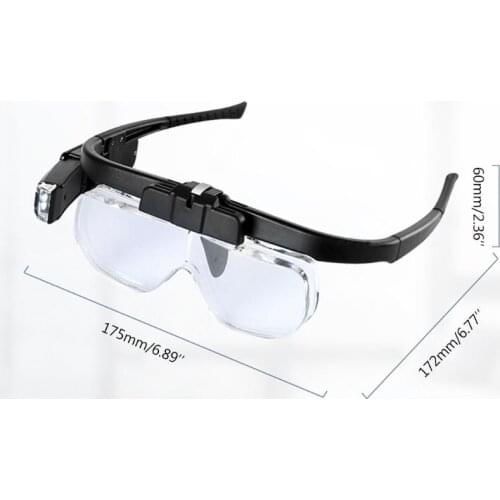 Headband Magnifier Rechargeable Magnifying Glasses w/ Removable Lenses LED Light