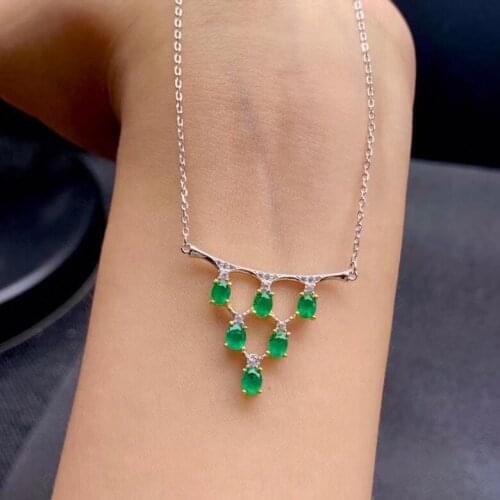 Classic natural emerald necklace, royal style, world famous gem, good quality, low price, 925 silver