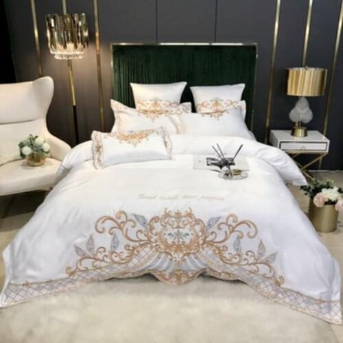Royal Home Textile Bedding Set Silk Luxury Fundas Nordica Embroidery Duvet Cover Bed Sheets and Pillowcases Queen and King