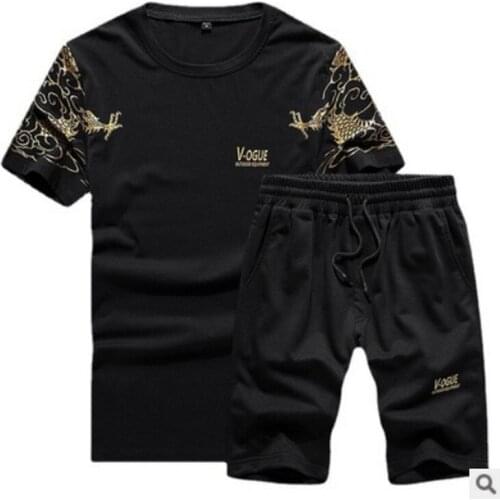 SummerTracksuit Men Short Sleeve 2 Piece Print Tee Tops Pants Casual Sweatsuits Men Track Suit Set Male Jogger Sets 2XL