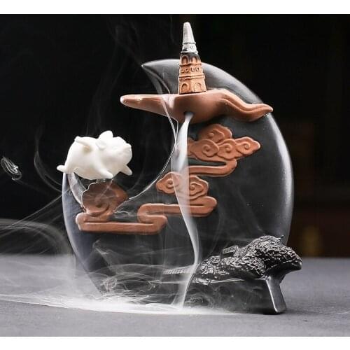 Creative Chinese style home reverse flow incense burner ornaments, wealth promotion ornaments, incense burner ornaments in