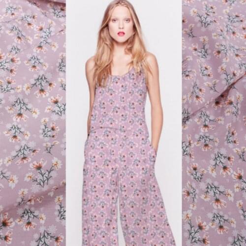 Small Floral Digital Printed 100% Mulberry Silk Crepe De Chine Fabric Shirt Dresses Tops Soft Matt Sewing Material by Meter