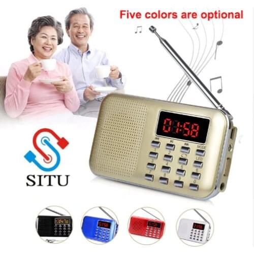 Mini L-218 Digital LCD MP3 Radio Speaker Player Support TF Card USB with LED Flashlight Function Portable Radio FM/AM Speaker