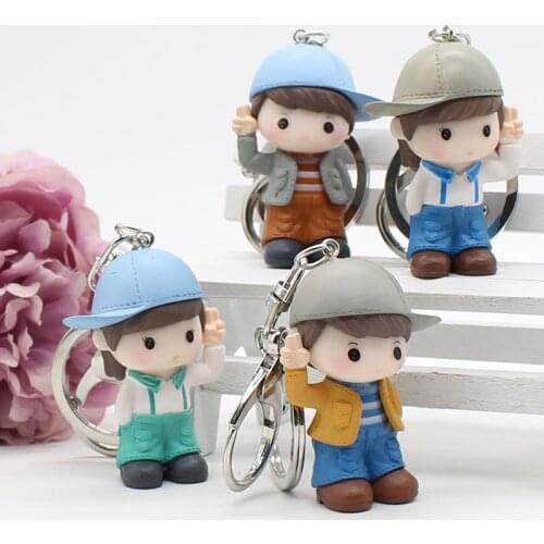 Cartoon handsome baseball cap boy doll keychain school season student bag pendant promotional gift
