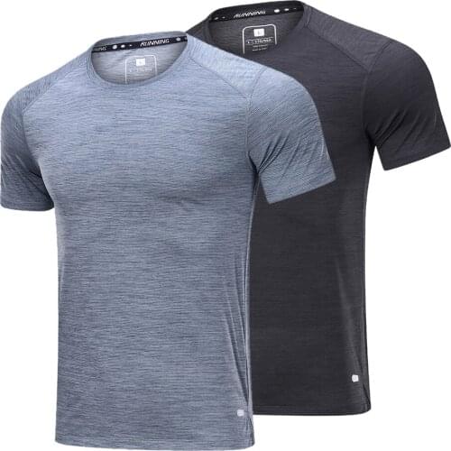 Mens Quick Dry Running Shirt Round Neck Fitness Sport T-Shirt Bodybuilding Gym Clothes Training Short Sleeve T-Shirt For Men