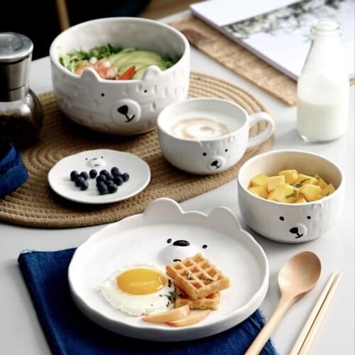 Dinner Plate Set Ceramic Kitchen Plate Tableware Set Food Dishes Rice Salad Noodles Bowl Soup Kitchen Spoon Cook Tool