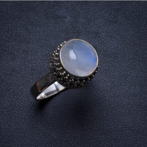 Natural Moonstone Handmade Unique 925 Sterling Silver Ring, US size 8 X3128