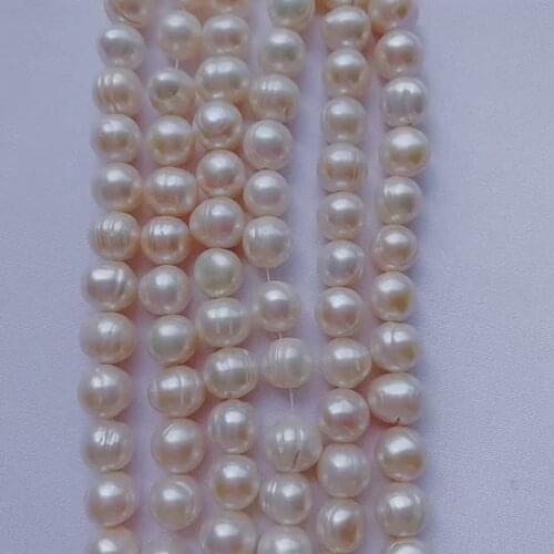 10-11mm natural freshwater real pearls screw thread round pearl strands