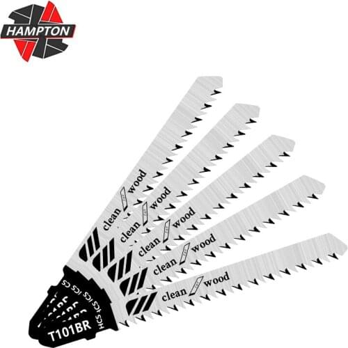 HAMPTON Jig Saw Blade 5pcs T101BR Jigsaw Blades Set T Shank Wood Assorted Saw Blades for Woodworking Cutting Tool