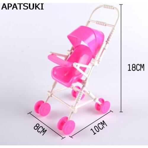 Plastic DIY Assemble Kids Toy Baby Carriage Stroller Trolley Doll Furniture Happy Family For Kelly Doll For Barbie Doll House
