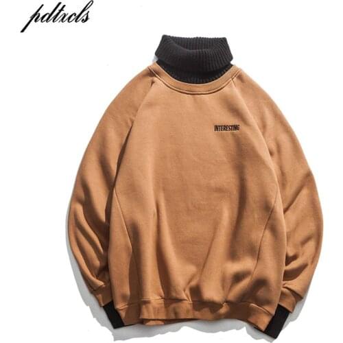 New Western Style Turtleneck Simple Letter Embroidery Pullovers Men Sweaters Winter High Street Male Casual Fashionable Sweater