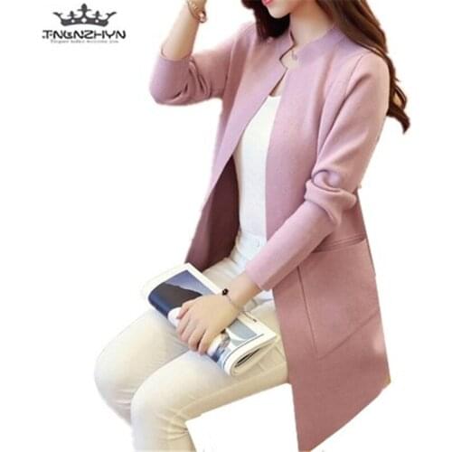 Tnlnzhyn 2019 New Spring Autumn Women Sweater Cardigan Slim Pockets Long Sleeve Knitted Cardigan female Sweaters Coat Y571