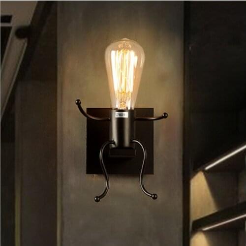 Retro living room childrens bedroom decoration bedside kids wall lamp personality stairs iron machine villain wall lamp LB12213