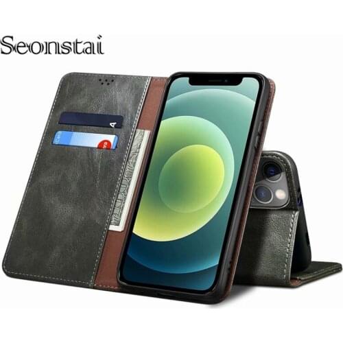Ultra Thin Leather Case for iPhone 12 Mini 11 Pro XS Max XR 8 7 6s 6 Plus SE 20 Magnetic Card Stand Flip Cover Phone Wallet Bag