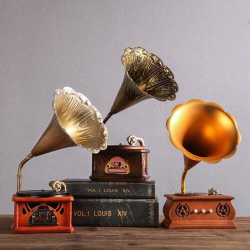 VINTAGE PHONOGRAPH MODEL PLAYER PROP ANTIQUE GRAMOPHONE MODEL ROOM DECORATION ACCESSORIES OFFICE CLUB BAR DECORATION ORNAMENTS