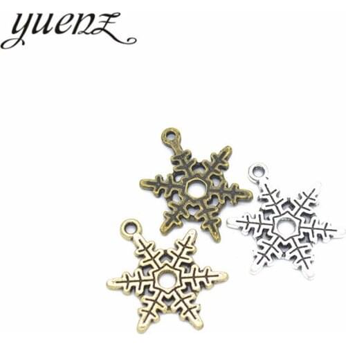 YuenZ 15pcs Fashion Metal Silver color snowflake Charms Pendants Necklace Beads for DIY Big Hole Beads Bracelets Charms L503