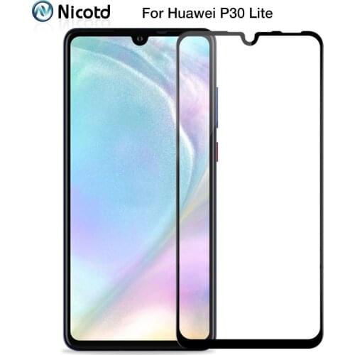 Nicotd Full Cover Screen Protector for Huawei p30lite P30 Tempered Glass sfor huawei p30 lite 9H Glass Tempered Protective Film