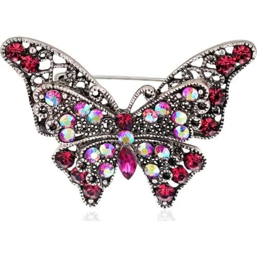 Luxury Crystal Diamante Large Butterfly Brooches For Women Party Banquet Rhinestone Brooch Pins Clothese Jewelry Accessory AG001