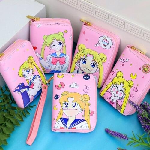 Anime Women Short Wallets Female Card Holder Purses Girls Small Zipper Wallet With Coin Purse Carteras kawaii bag