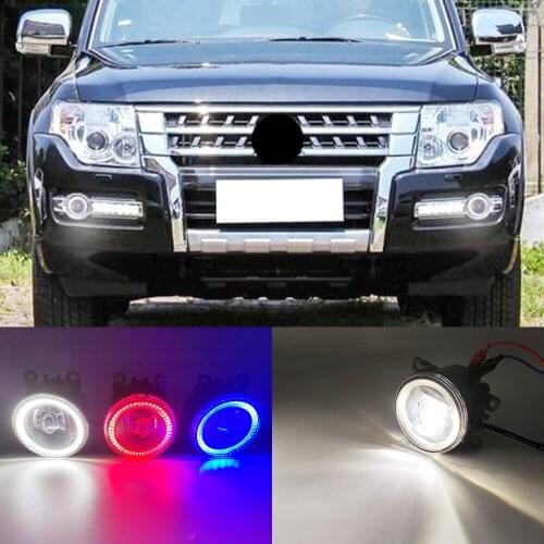 2 Functions Auto LED DRL Daytime Running Light Car Angel Eyes Fog Lamp Foglight For Mitsubishi Montero Pajero Sport 2013-2018