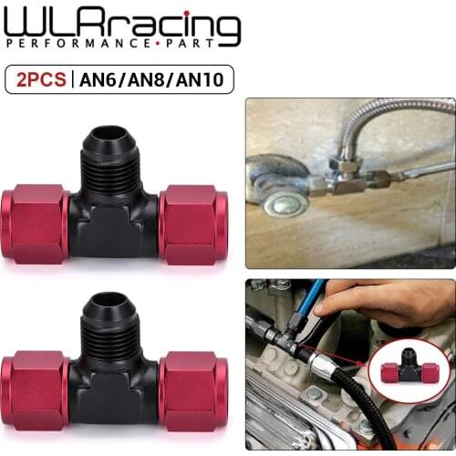 2 Pieces Aluminum Flare Tee Fitting AN6 AN8 AN10 Female Male Tee On Side Thread Water Gas Oil Fitting Adapter Accessories