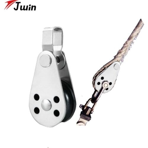 2PCS Stainless Steel Pulley Wheel Blocks Rope Runner Kayak Boat Accessories Canoe Anchor Trolley Kit for 2mm to 8mm Rope