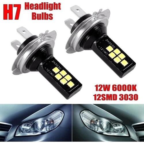 2pcs/set H7 Car Headlight 12W 12V-24V 1200LM LED Fog Lihgt 6000K White Driving Lamp Bulb Universal For All Car