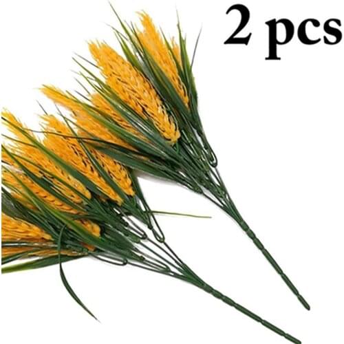 2PC/lot Artificial Wheat Ears Natural Dried Flowers Grain Bouquet For Wedding Party Decor DIY Craft Scrapbook Home Decoration