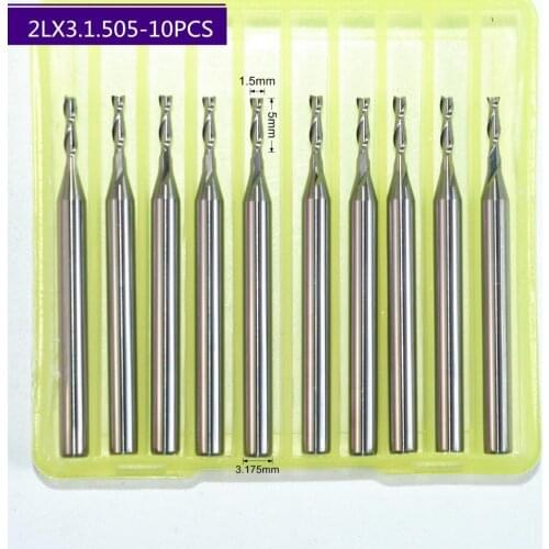 3.175mm*1.5mm*5mm,10pcs,Free shipping 2 Flutes End Mill,CNC milling Cutter,Solid carbide woodworking tool,PVC,MDF,Acrylic,wood