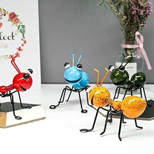 3D Home Wrought Iron Ant Ornaments Fairy Garden Metal Ant Figurine Ornaments Decoration for Outdoor Garden Lawn Yard Decoration