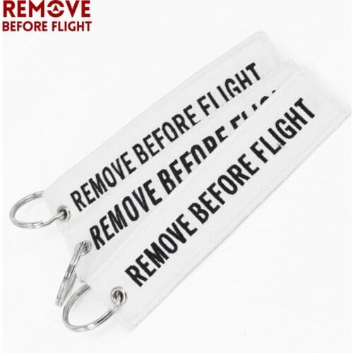 Remove Before Flight Key Chain OEM Key Jewelry Aviation Gift Chaveiro llaveros Important Tag White Embroidery Key Fobs 3 PCS/LOT
