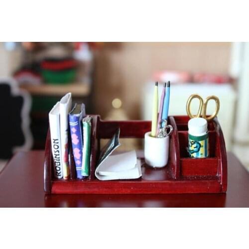 G10-X051 children baby gift Toy 1:12 Dollhouse mini Furniture Miniature rement accessories Bookshelf with scissors set