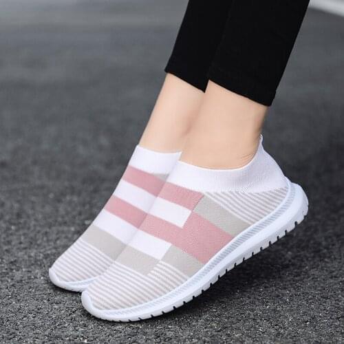 Breathable Women Sneakers Summer Sports Shoes Fashion Slip on Flat Sock Shoes Lightweight Casual Running Sneakers for Women 2021