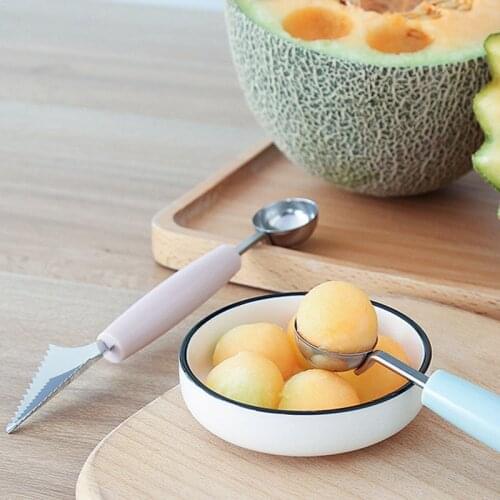 Fruit Digger Cut Watermelon Fruit Ball Digger Ice Cream Round Spoon Cut Fruit Carved Cutter JS22