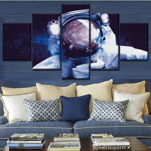 Hd 5-Piece Canvas Painting Space Astronaut Landscape Painting Modular Picture Wall Art Poster Home Decoration Frameless Mural