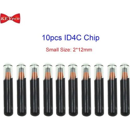 KEYECU 10pcs ID4C Glass Transponder Chip TP02 Blank Car Key Chip Small Size 2*12mm