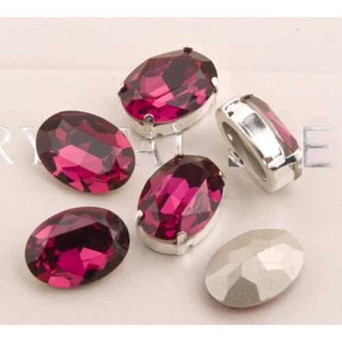 #4120 All K9 Crystal Glass Fuchsia Color Sewing Shiny DIY Sew On Rhinestones with Claw Setting For Evening Dress Shoes