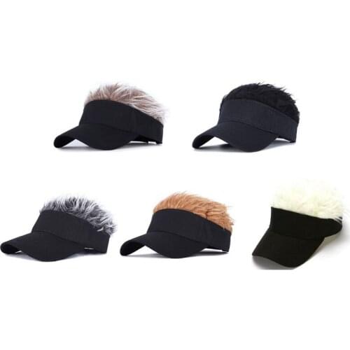 Cool Men Women Cycling Outdoor Sports Camping Hiking Sun Hat Adjustable Baseball Golf Cap Visor Unisex Hats Fake Flair Hair Hat