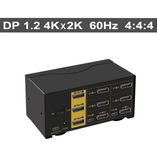 2port triple monitor Displayport KVM Switch , Extended Display, 4K@60Hz, 4:4:4 , with audio and USB Hub